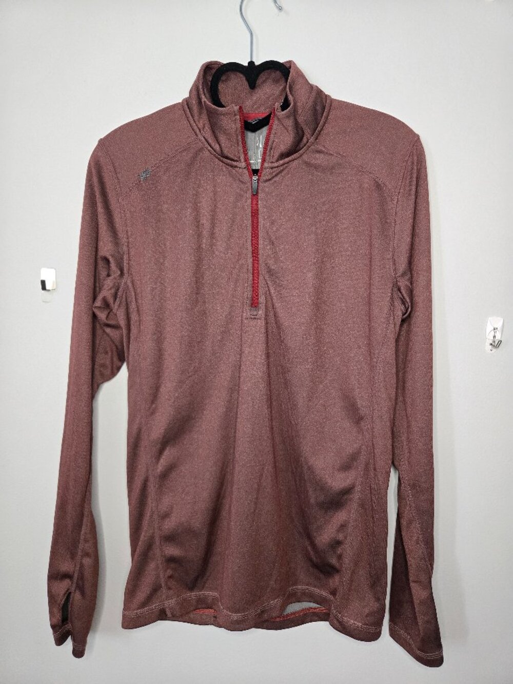 Rhone Men's Burgundy Brown Quarter Zip Pullover Size S Polartec